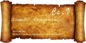Csapó Vincencia névjegykártya